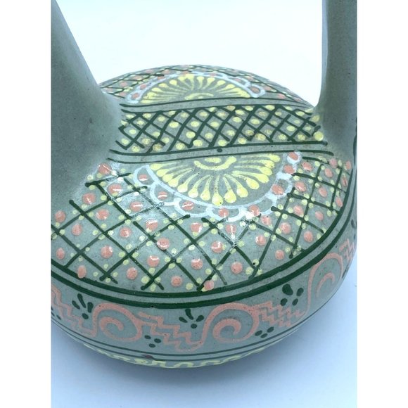 Mexican Barlow Signed Hand Painted Long Necked Pitcher. - Picture 2 of 8